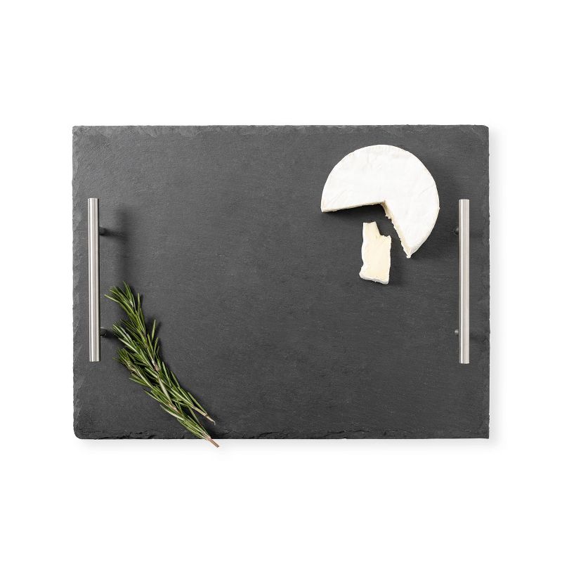 Cathy's Concepts 11.8" x 15.8" Slate Serving Tray with Handles Black