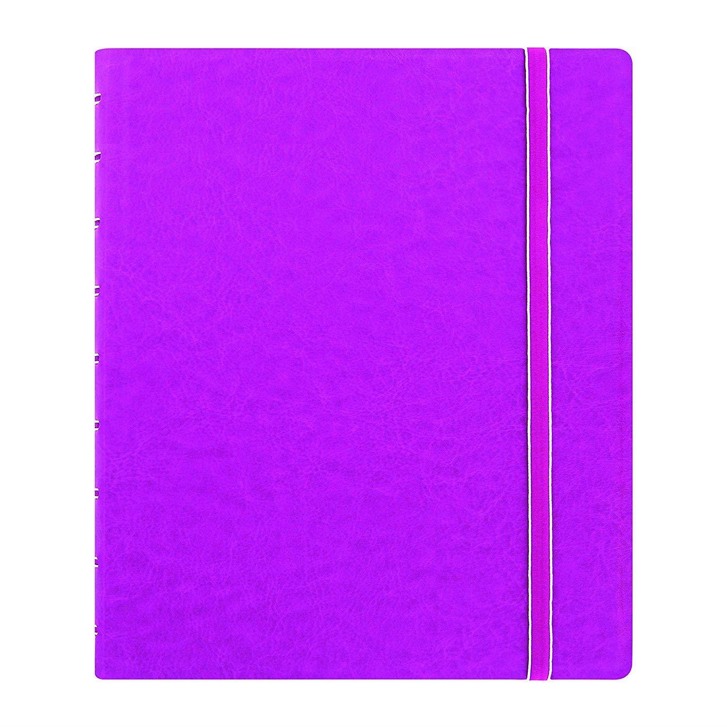 FILOFAX REFILLABLE NOTEBOOK CLASSIC, 9.25" x 7.25" Fuchsia - Elegant leather-look cover with moveable pages - Elastic closure, index, pocket and page marker (B115905U)