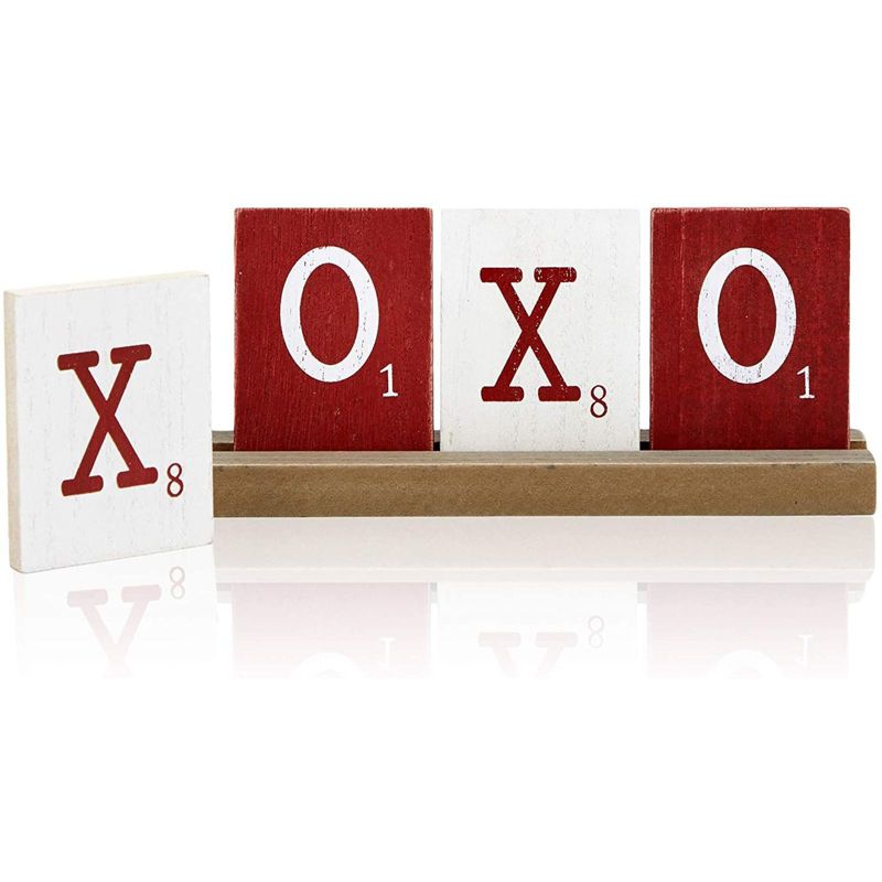 Farmlyn Creek 5 Pieces Wooden XOXO Letters with Stand, Valentine's Tabletop D'ecor