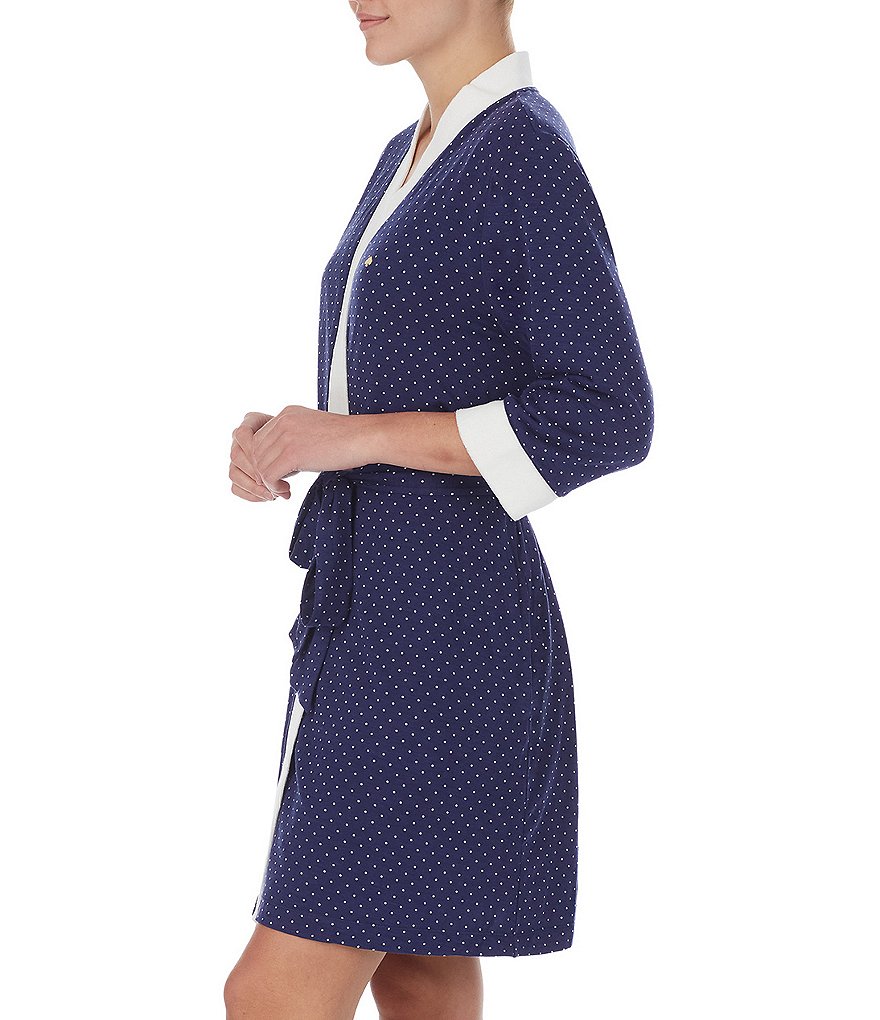 PJ Salvage Solid Ribbed Knit Long Wrap Robe