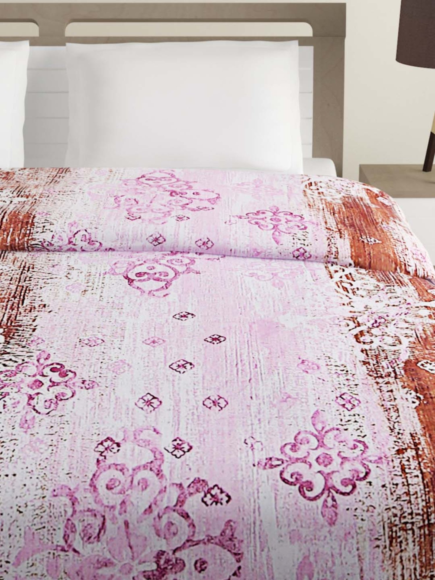 Swayam Veda Pink & Brown Cotton 144 TC Comforter - Set of 1