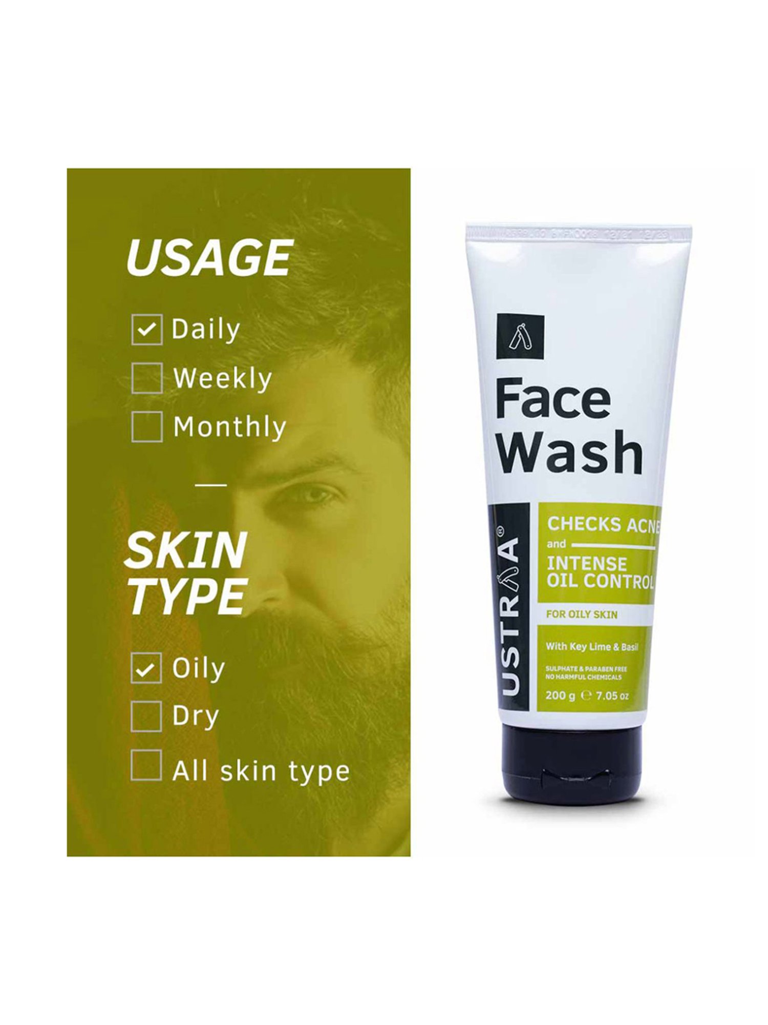 Ustraa Face Wash for Oily Skin - 200 gm