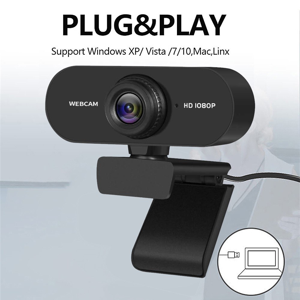 1080P 2MP HD Webcam 30fps Camera Noise-reduction Microphone Web Cam HD Laptop Computer Camera USB Plug & Play for Laptop Desktop