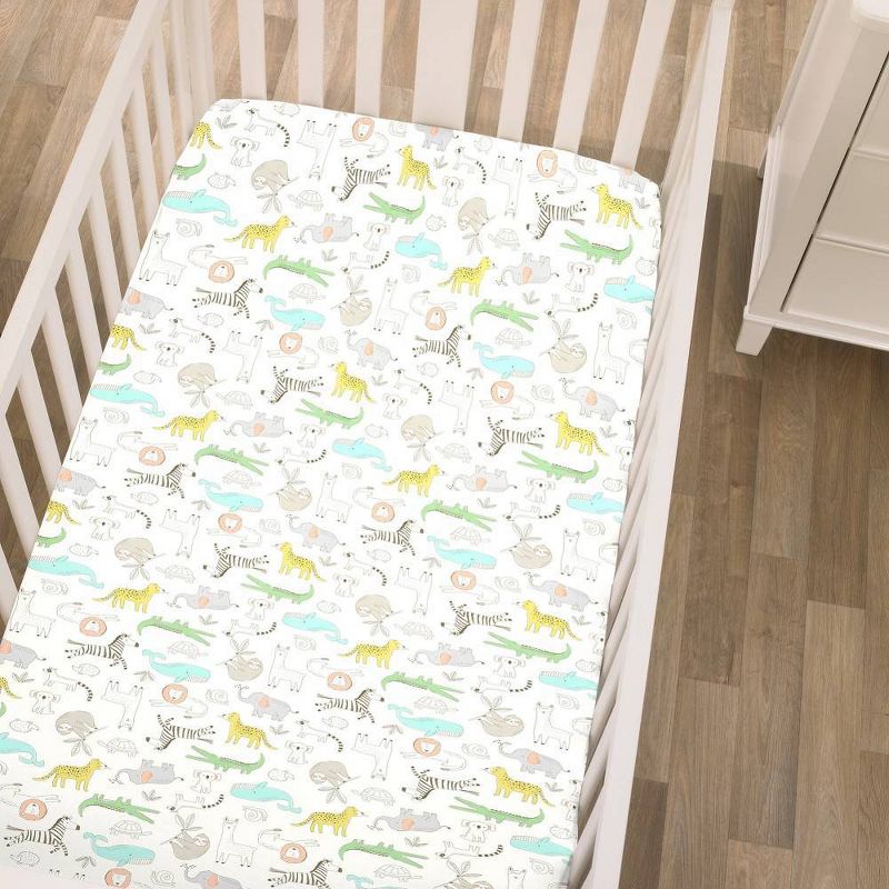 Carter's Colorful Zoo Animals Super Soft Mini Crib Fitted Sheet
