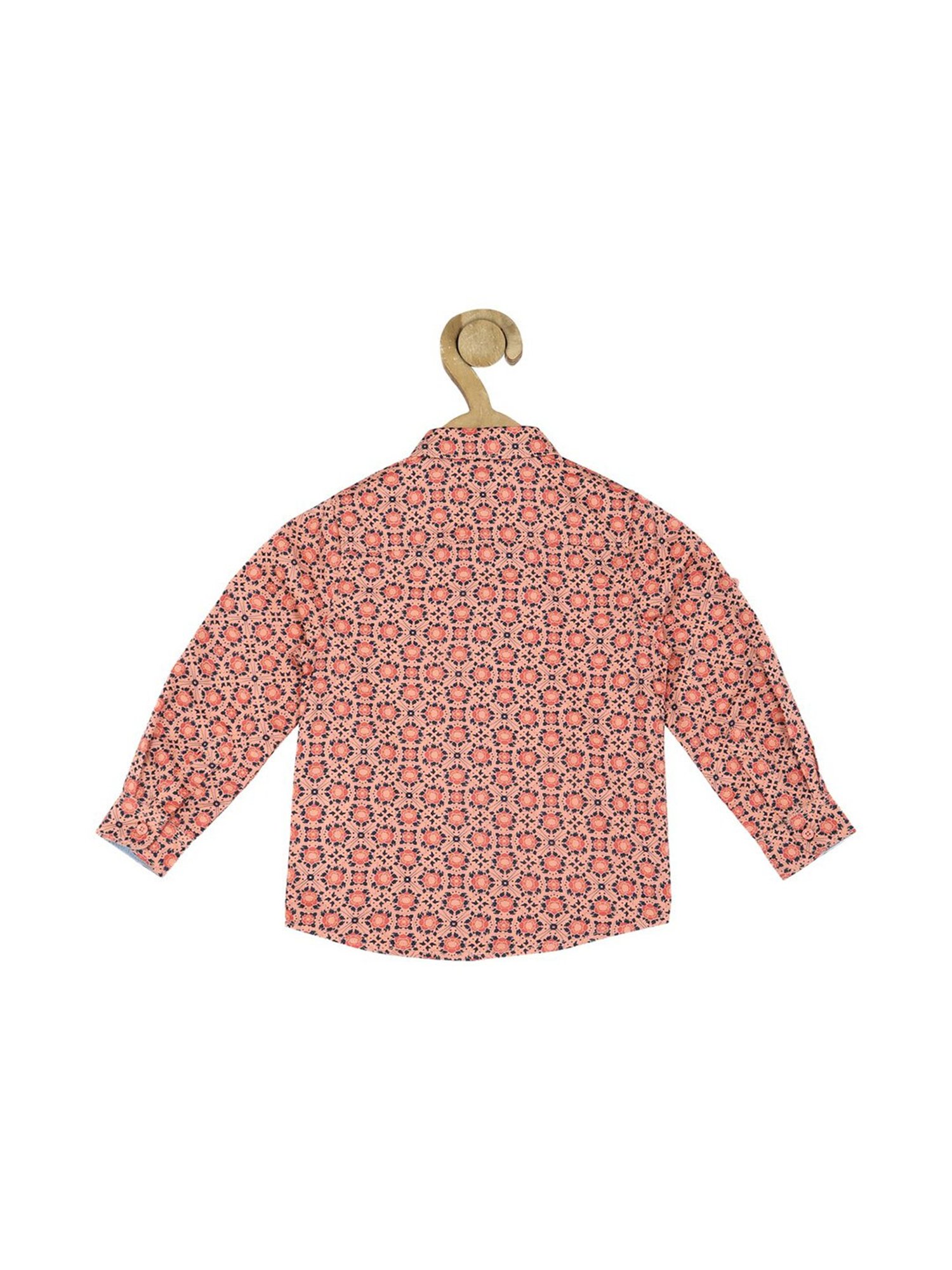 Mothercare Kids Blue Cotton Self Pattern Full Sleeves Shirt