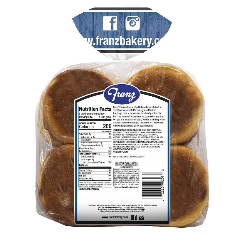Franz Premium BBQ Potato Buns - 21oz/8ct