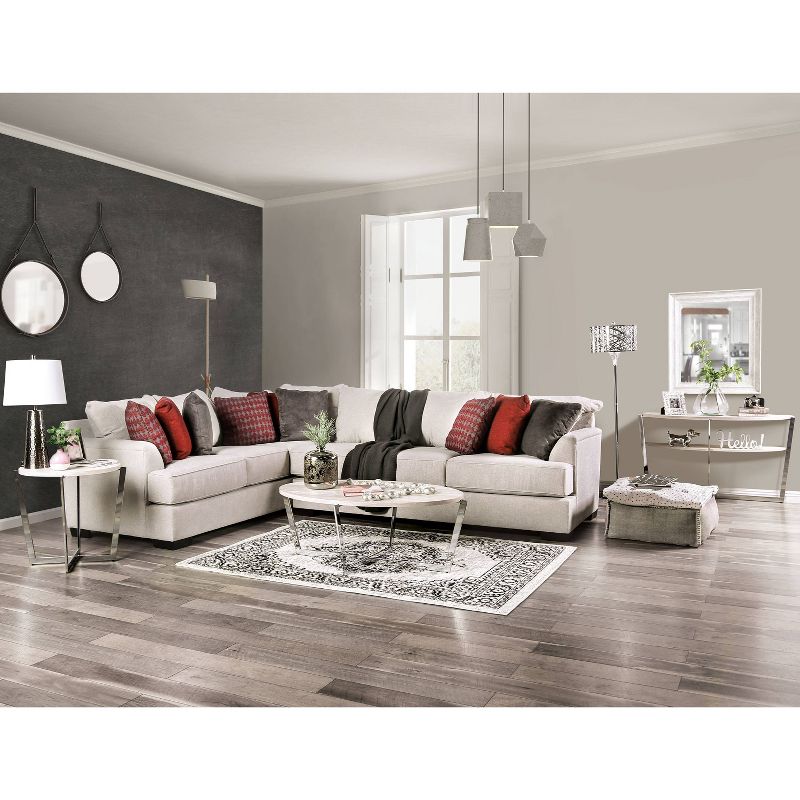 Weisham Upholstered Sectional Ivory/Red/Charcoal - HOMES: Inside + Out
