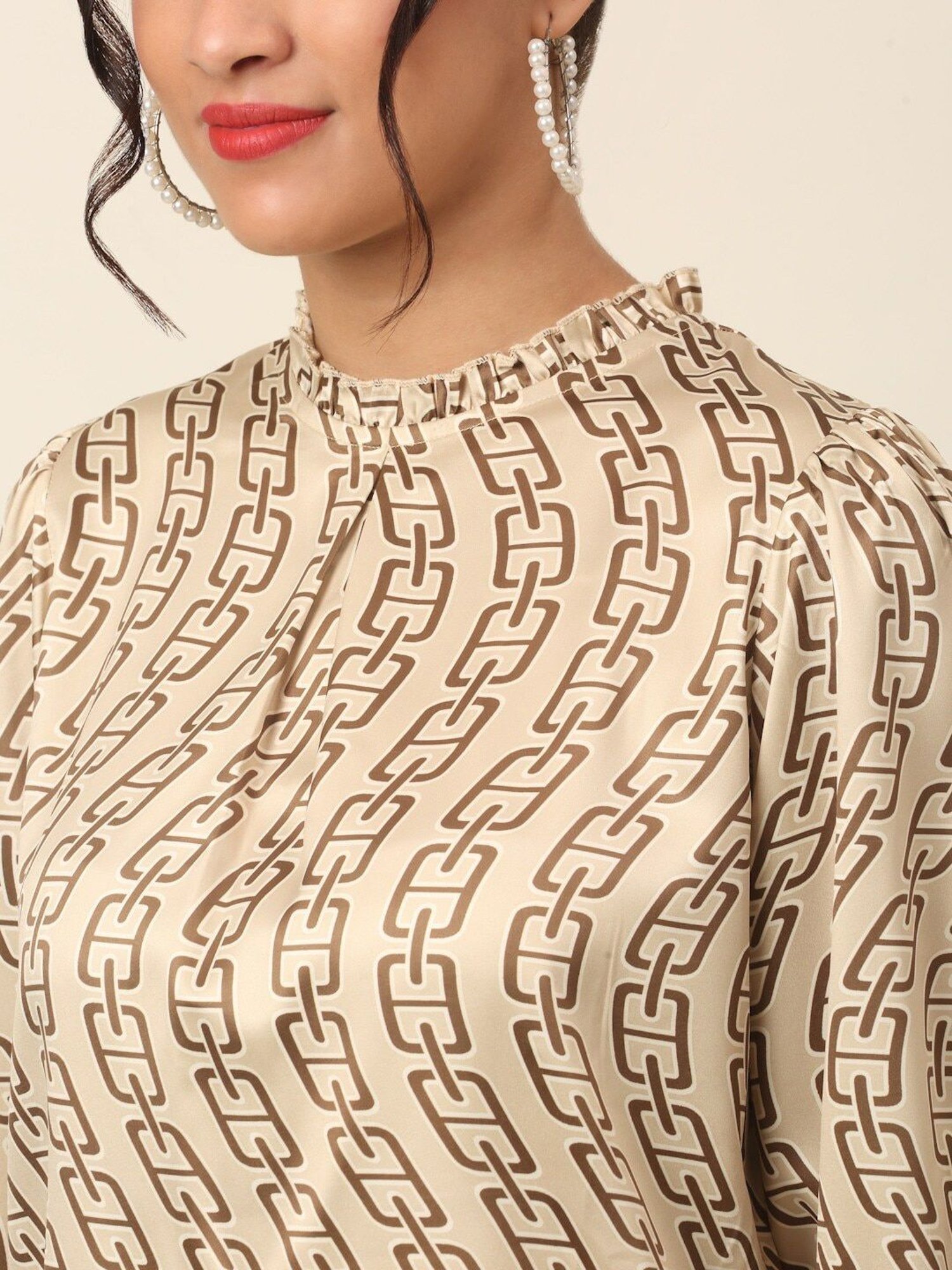 Melon by PlusS Beige Printed Top