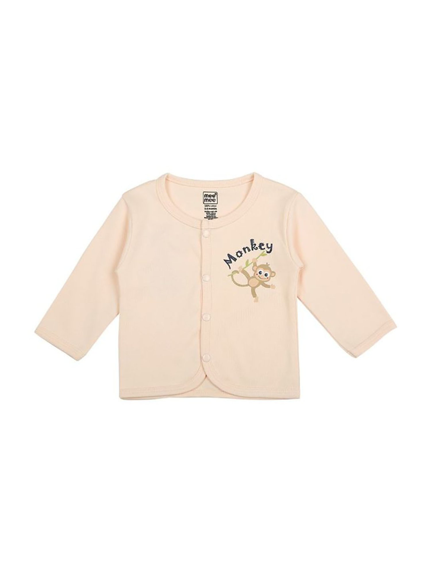 Mee Mee Kids Peach & White Printed Full Sleeves Jhablas (Pack Of 2)