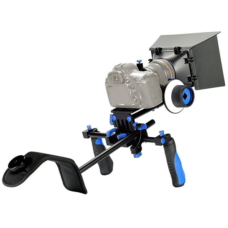 DSLR Rig Movie Kit Shoulder Mount Rig with Follow Focus and Matte Box for All DSLR Cameras and Video Camcorders