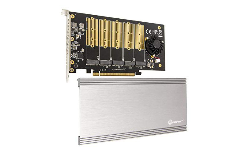 I/O CREST 5 Slot M.2 B-Key SATA Base Pci-E 3.0 X2 Bandwidth Non-Raid Controller Card Require X16 Slot