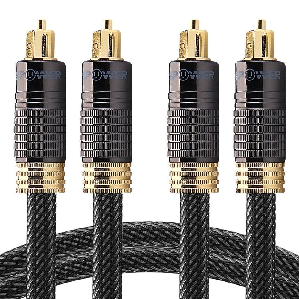 Audio Cable 10ft Toslink Cable with 90 Degree Adapter Nylon Braided 24K GoldPlated Flexible and Durable Fiber Optic Cord for Home TheaterSound barTVPS4Xbox Blue 3m90&deg; Connector