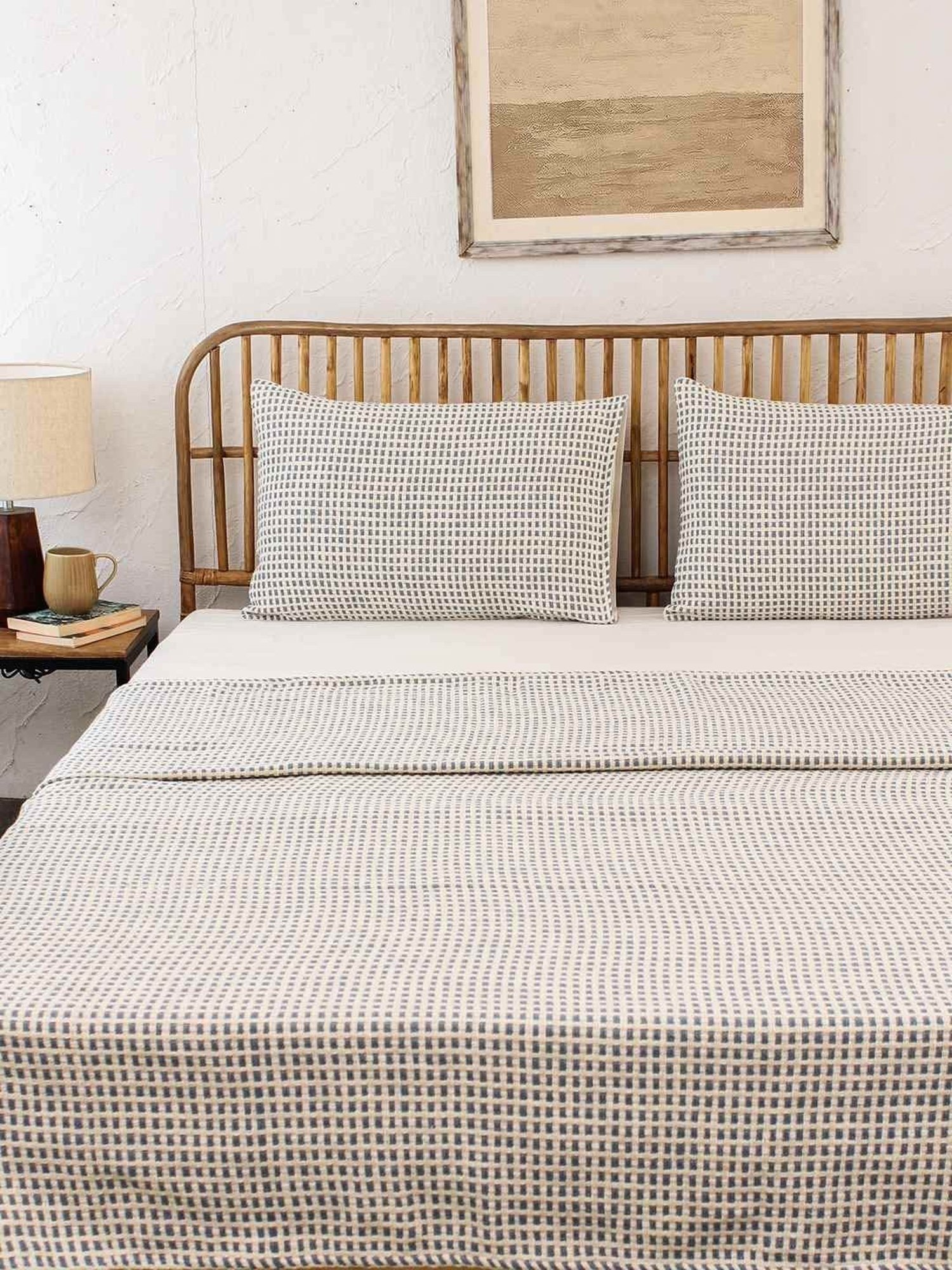 House This Girnar Dark Blue 150 TC Cotton Double Bedcover