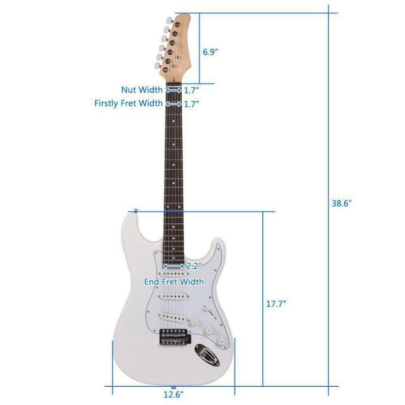 Rose Wood Fingerboard Electric Guitar White +Gigbag +Cord+Strap+Accessor