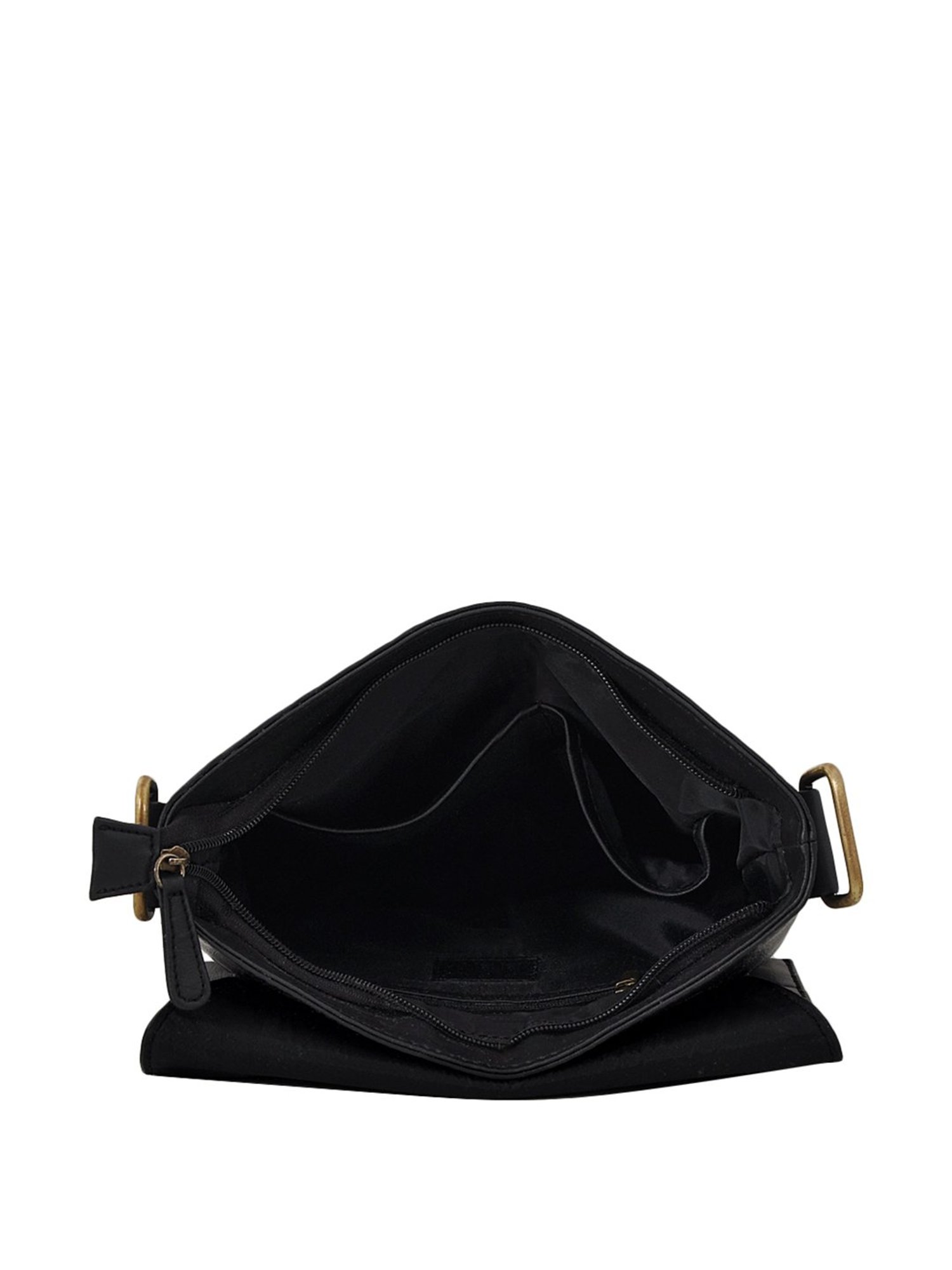 Yelloe Black Solid Medium Cross Body Bag