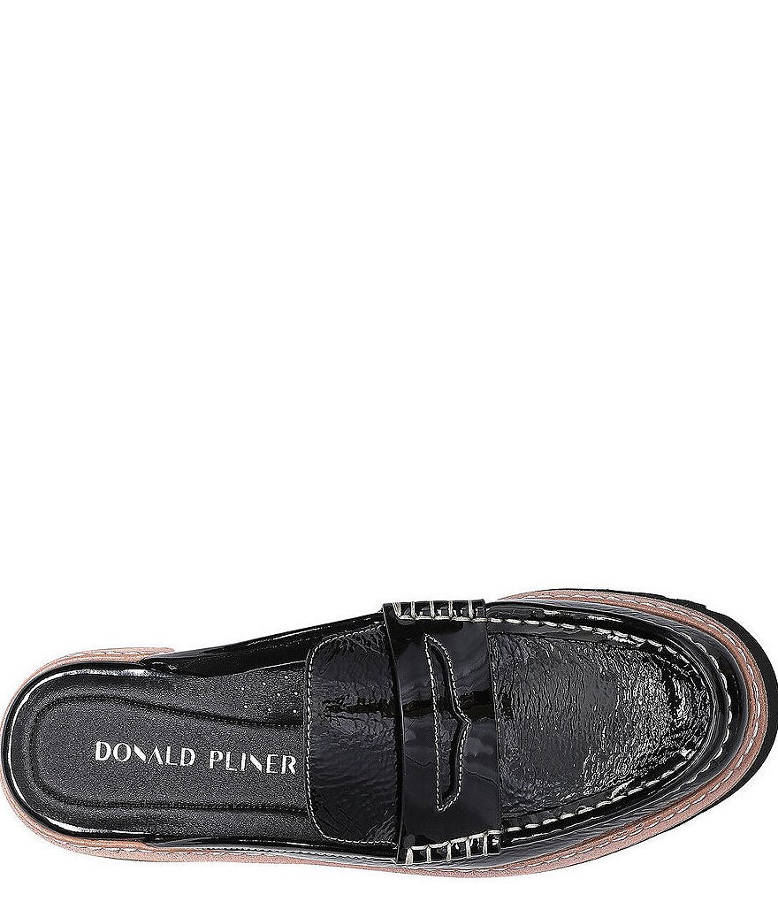 Donald Pliner Hillie Patent Leather Penny Lug Sole Loafer Mules
