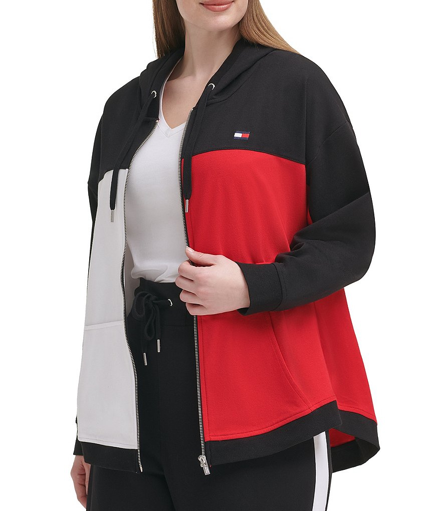 Tommy Hilfiger Sport Plus Size Colorblock Long Sleeve Zip Up Hoodie Jacket