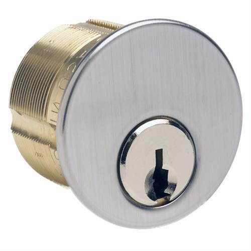 Ilco 7165SC2-26D Satin Chrome US26D Solid Brass Replacement 1" Mortise Cylinder Lock With Schlage SC1 Keyway