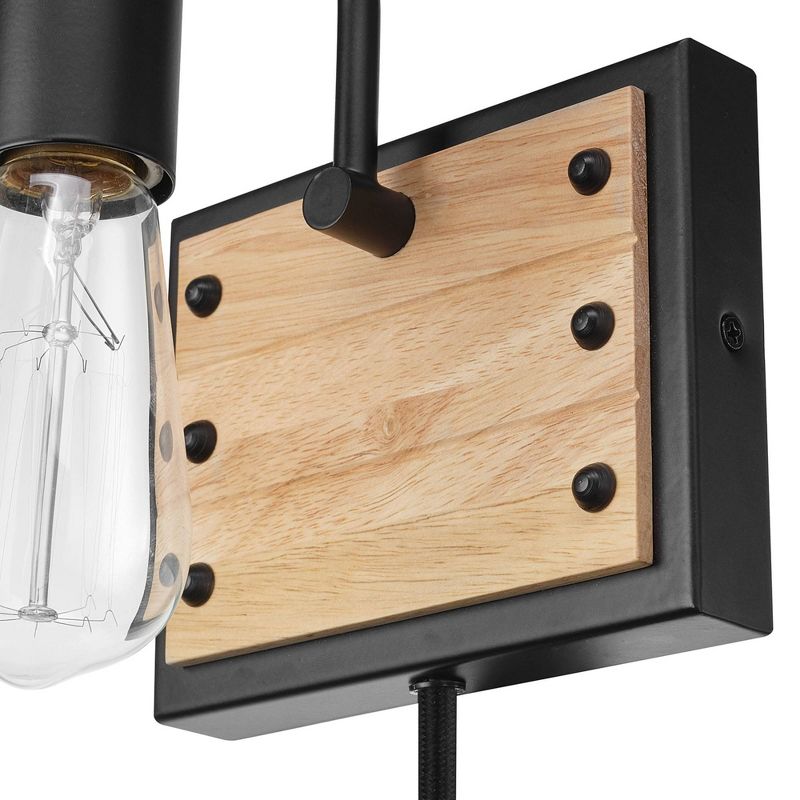 Faux Wood Oakland Wall Sconce Matte Black - Globe Electric