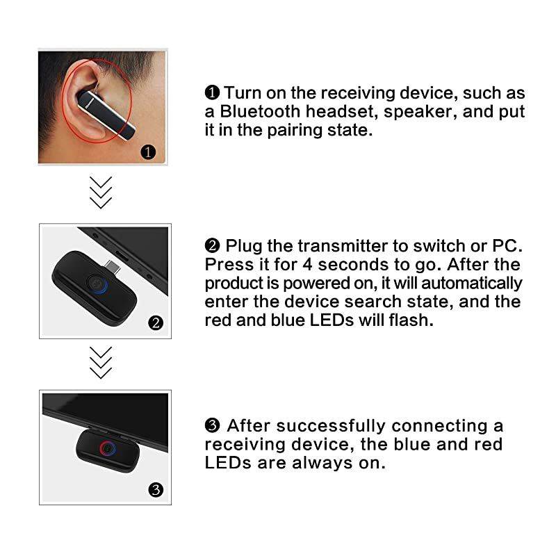 Adapter for Nintendo SwitchLite Audio Transmitter Receiver Wireless Audio Adapter Headphone Speaker Transmitter