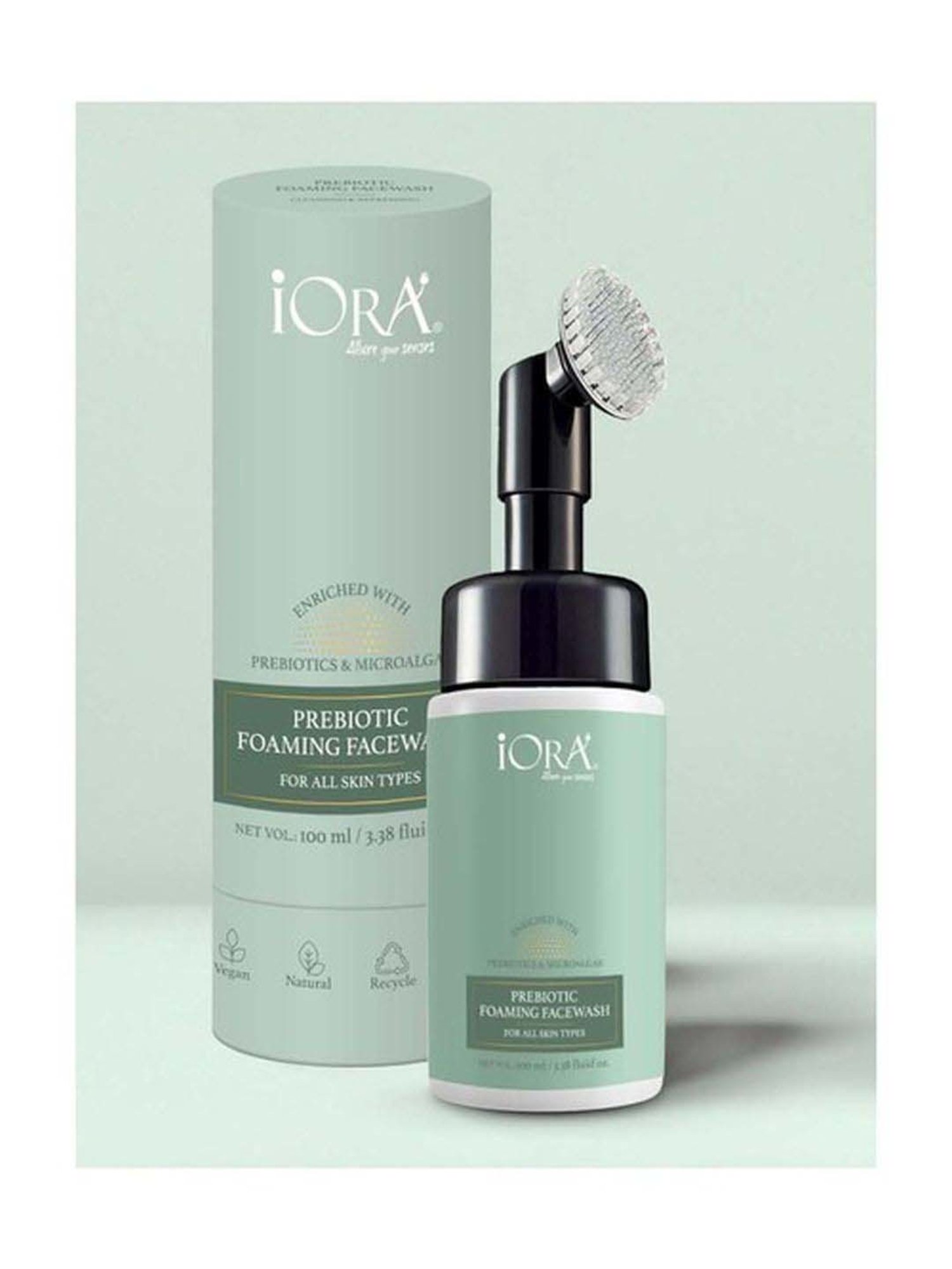 iORA's Prebiotic Foaming Facewash with Silicone Brush - 100 ml