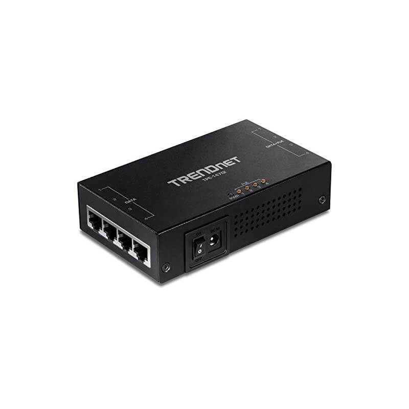 65W 4-Port Gigabit PoE+ Injector, TPE-147GI, 4 x Gigabit Ports(Data in), 4 x gigabit PoE Ports(Data + PoE Out), Multi-Port PoE+ Injector up to 100m(328 ft.), Add PoE+ Power to Non-PoE Switch