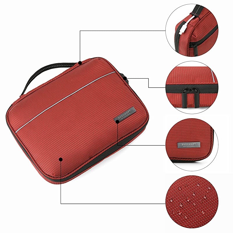 2-Layer Travel Electronic Cable Organizer Cases for 10.5" iPad, Cables, Chargers, USB Drive, Black