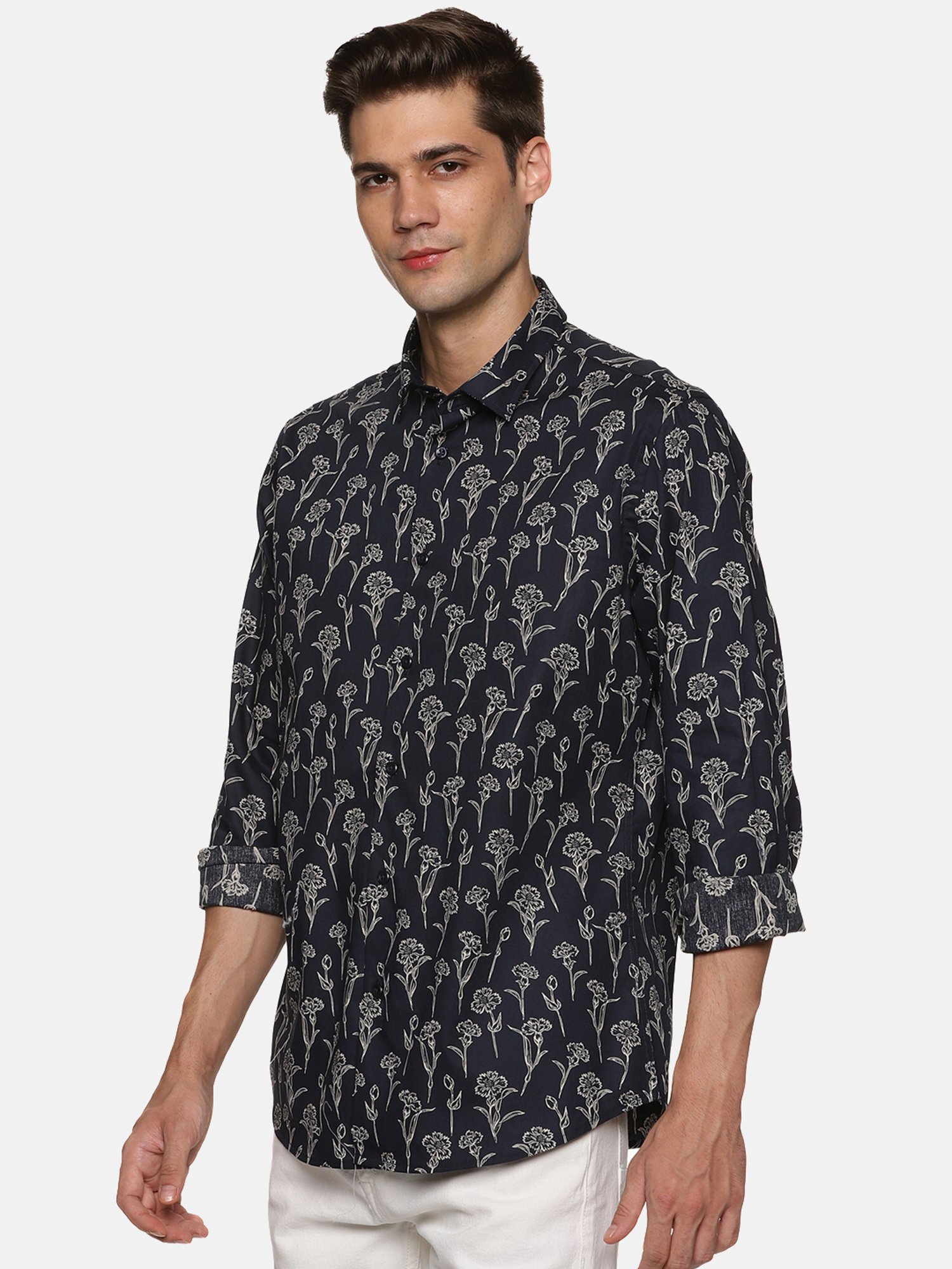 Don Vino Black Regular Fit Printed Shirt