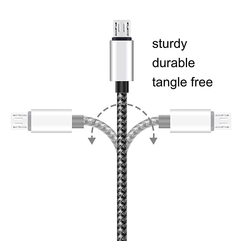 Micro USB Cable10ft3Pack by High Speed 20 USB A Male to Micro USB Sync Charging Nylon Braided Cable for Android Smartphone Tablets Wall and Car Charger Connection Silvergray