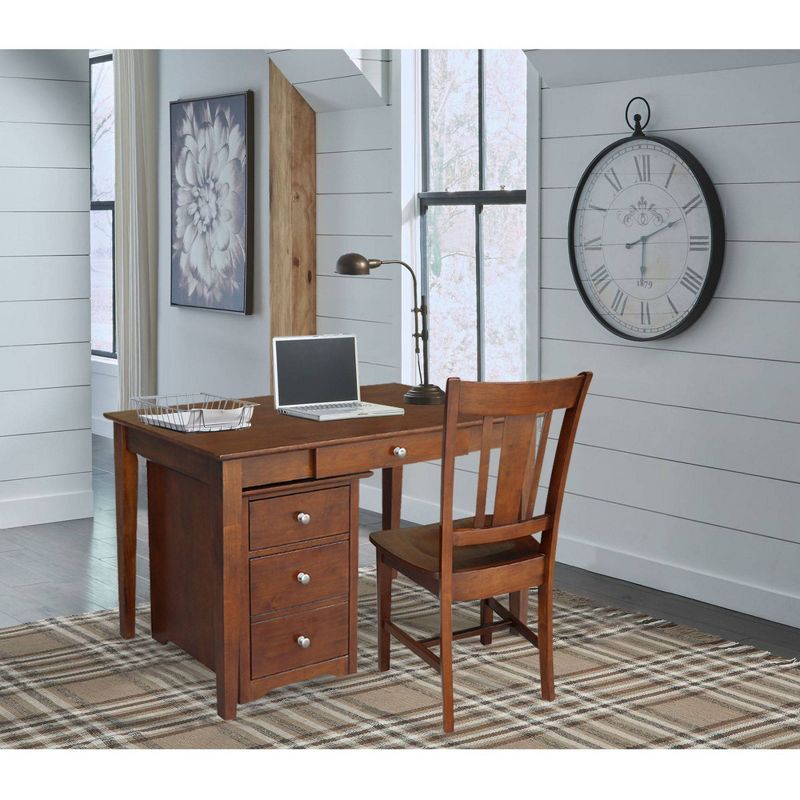 Skip 2 Drawer File Cabinet with Desk and Chair Espresso - International Concepts