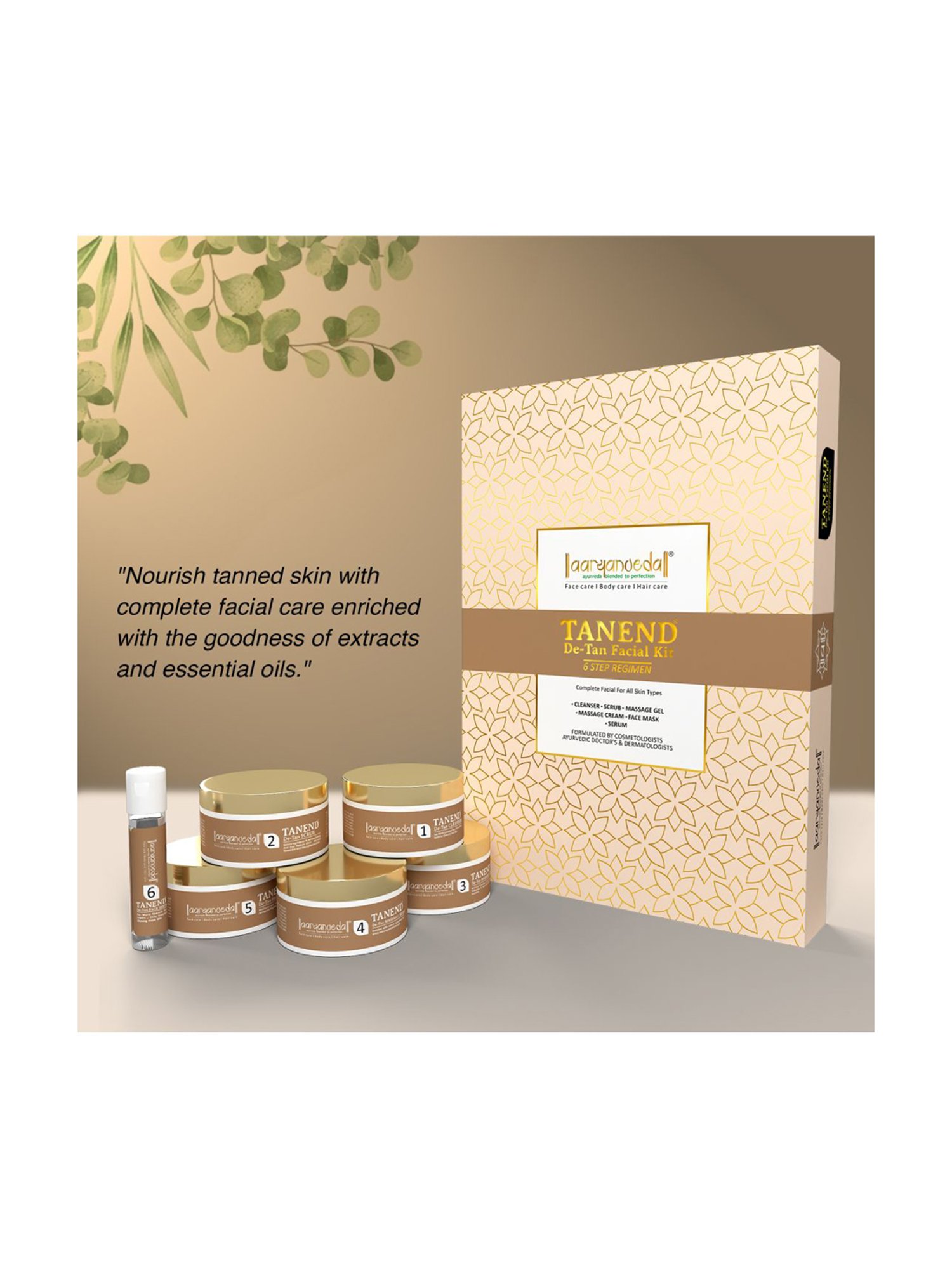 Aryanveda Tanend De-Tan Facial Kit, A Complete Solution With 6 Step Regimen
