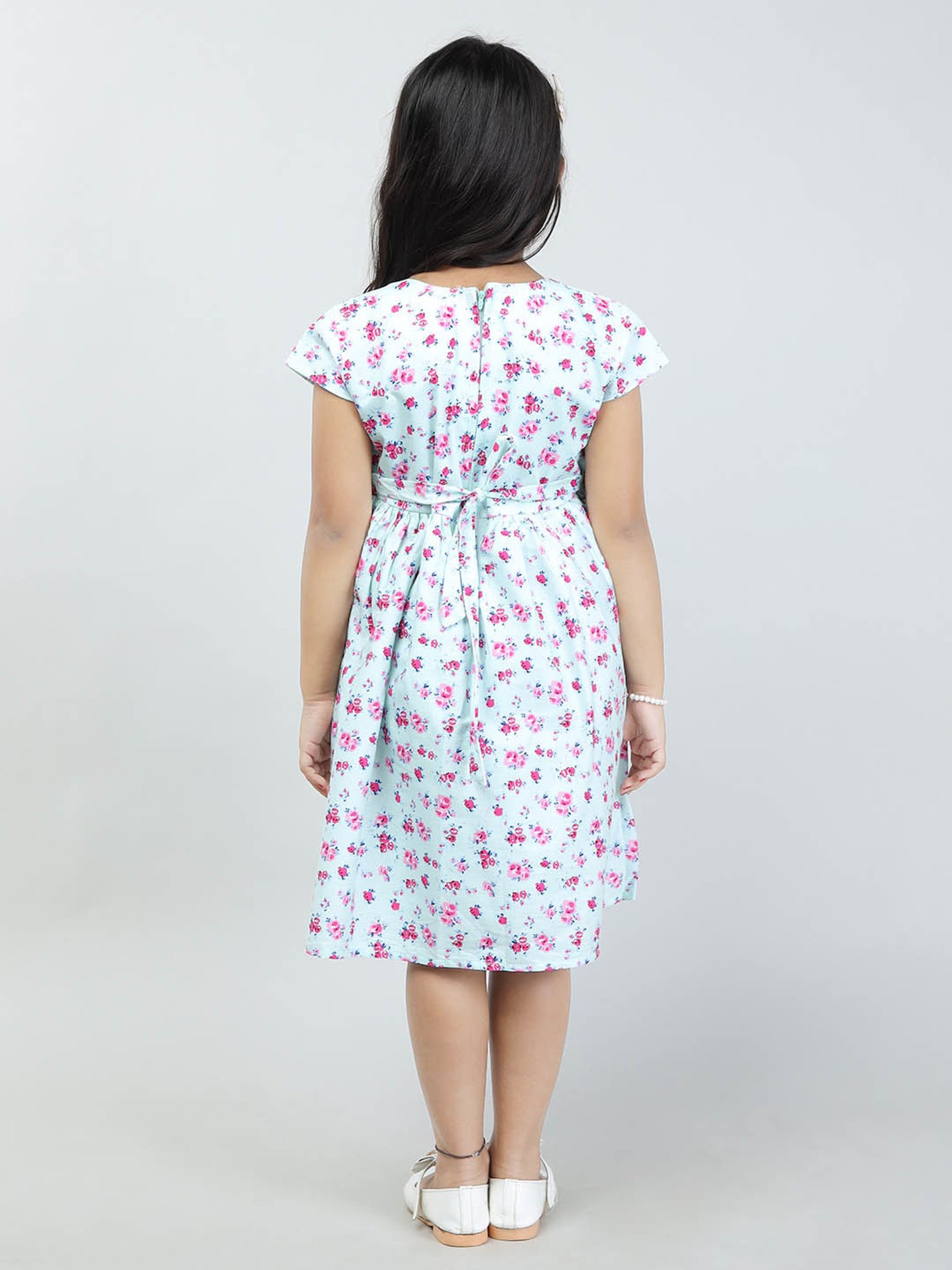 Todd N Teen Kids Blue Floral Print Frock