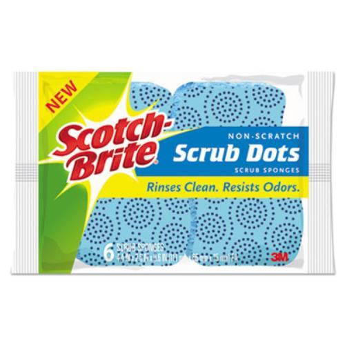 Scotch-Brite Scrub Dots Non-Scratch Scrub Sponges, Blue, 6pk, 4 Pks/Ct