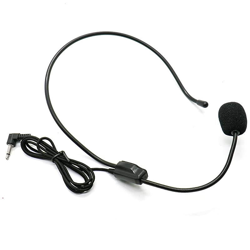 of 2 HeadMicrophone Flexible Wired Boom for Voice AmplifierTeachers Speakers Coaches Presentations Seniors and More Black