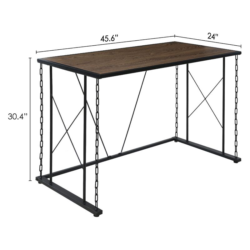 Folsom Ridge Writing Desk Black Steel Hickory Oak Wood Grain Finish Brown - OneSpace
