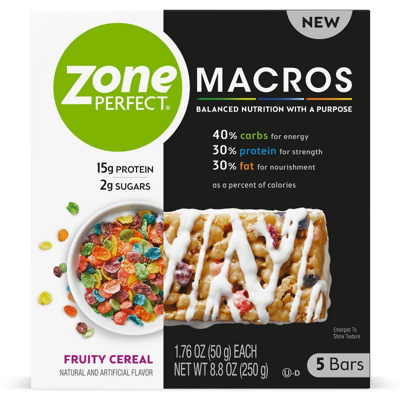 Zone Perfect Macros Fruity Cereal Nutrition Bars - 5ct