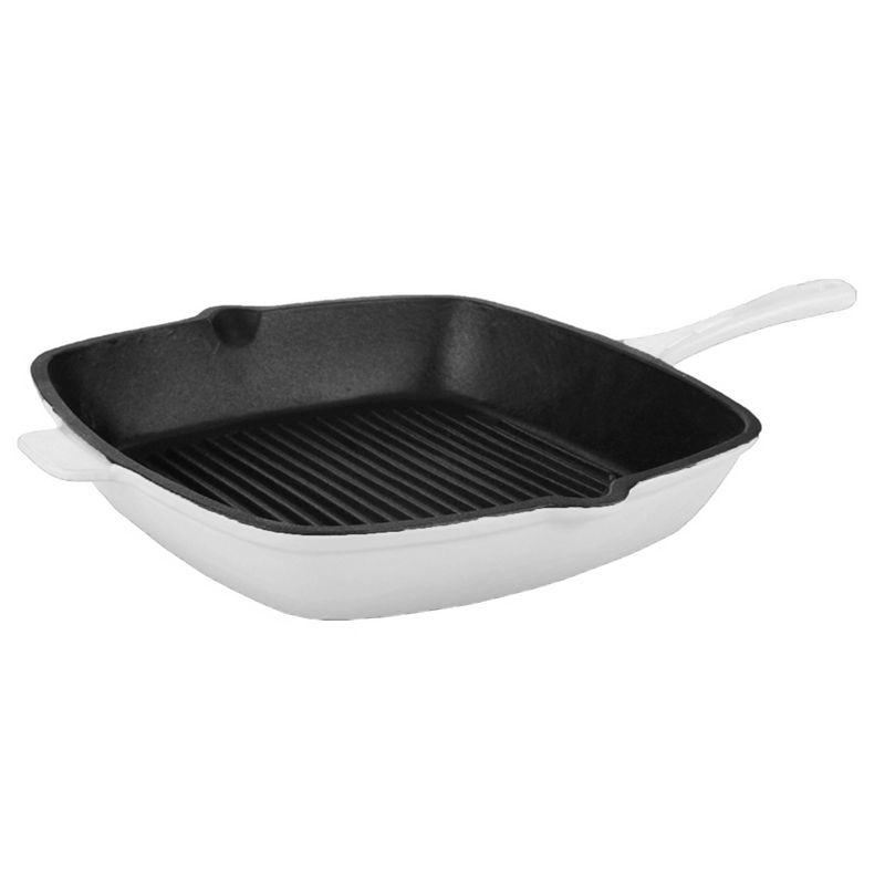 BergHOFF Neo 11" Cast Iron Square Grill Pan, White