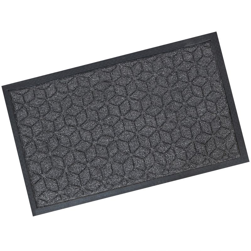 1'6"x2'6" Rectangle Outdoor Pressed or Molded Geometric Accent Rug Gray - Sunnydaze Decor