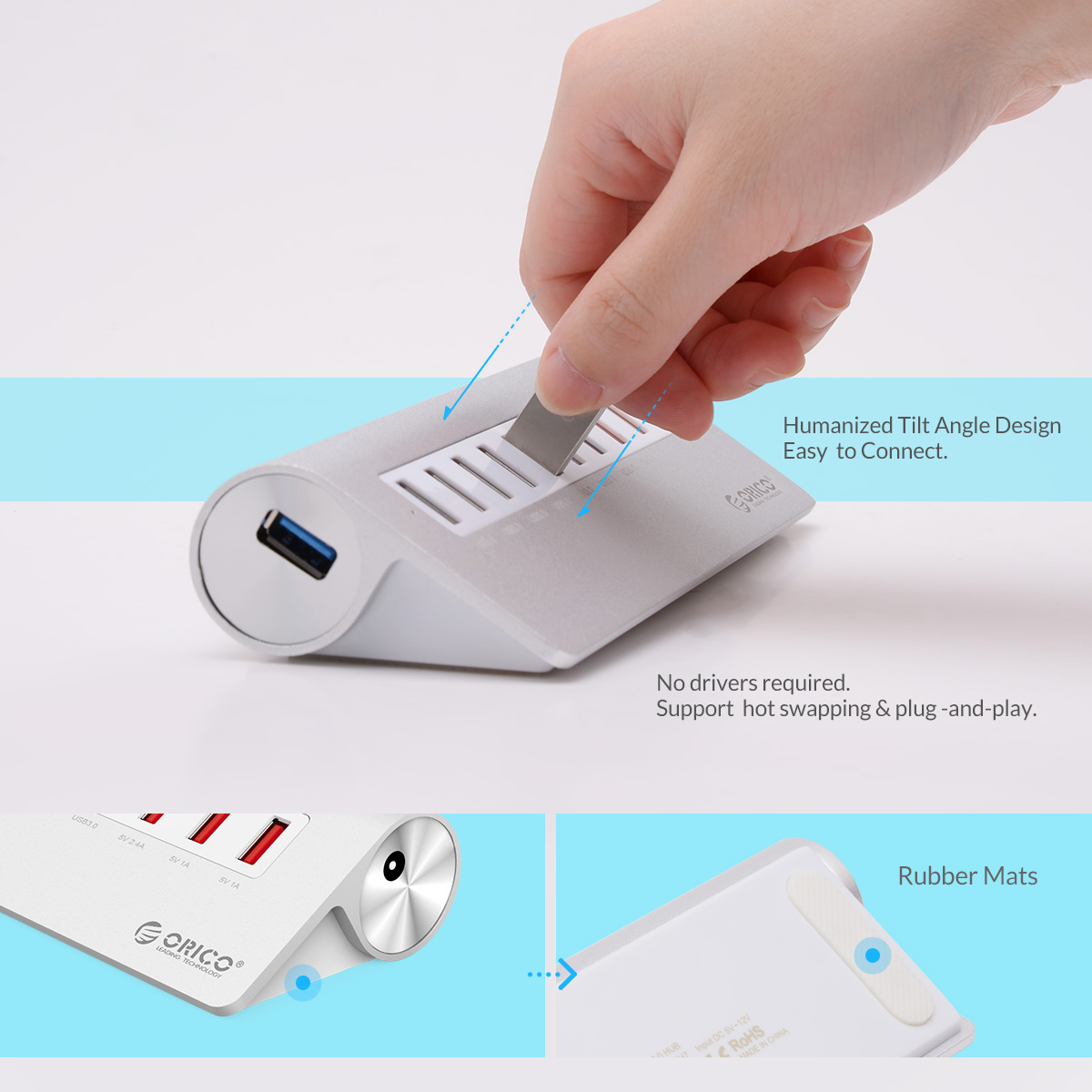 Madeng USB 3.0 HUB Adapter Extender Mini Splitter Box 3 Ports for PC Laptop Macbook Mobile Phone High Speed U Disk Reader