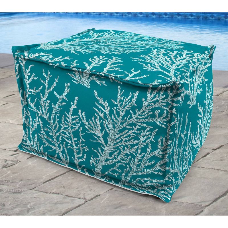 Outdoor Bean Filled Pouf/Ottoman In Seacoral Turquoise  - Jordan Manufacturing