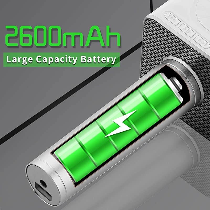 04 Wireless Bluetooth Karaoke Microphone,Louder Volume 10W Power, More Bass, 3-in-1 Portable Handheld Double Speaker Mic Machine for iPhone/Android/iPad/PC (04, Black-1)