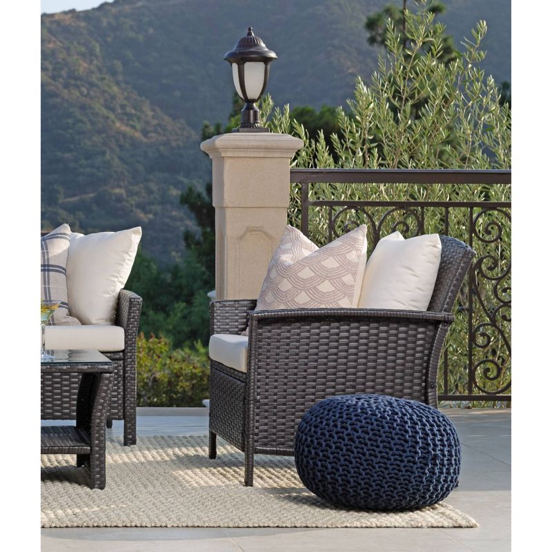 Malibu 4pc Outdoor Curved Wicker Sofa Set - Brown/White - Coaster