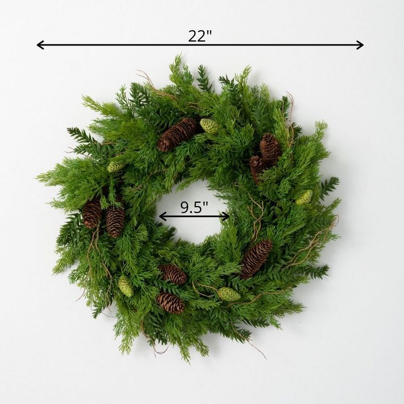 Sullivans Cedar & Hemlock Artificial Wreath 22"H Green