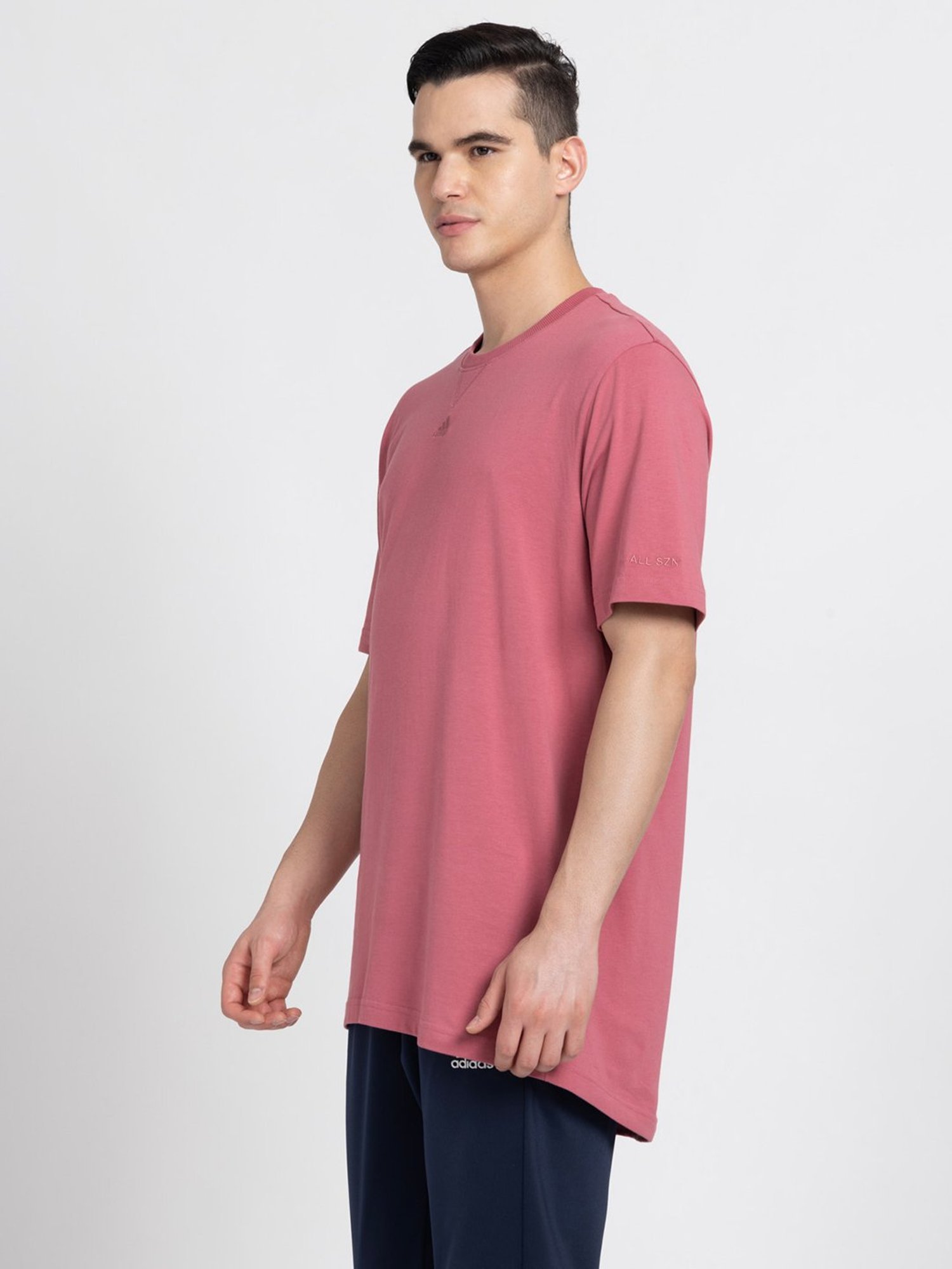 adidas ALL SZN Dark Pink Loose Fit Cotton Crew T-Shirt