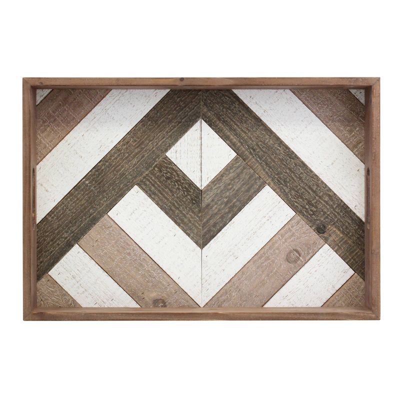 Geometric Wooden Serving Tray Brown - Stonebriar Collection