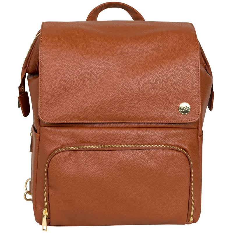 CleverMade Diaper Bag Backpack Bundle with Changing Pad and Stroller Straps - Cognac