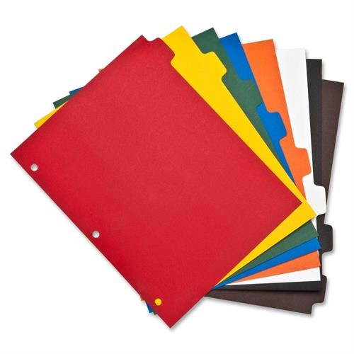 Non-Insertable Poly Indexes,3-HP,8-Tab,11"x8-1/2",Multicolor