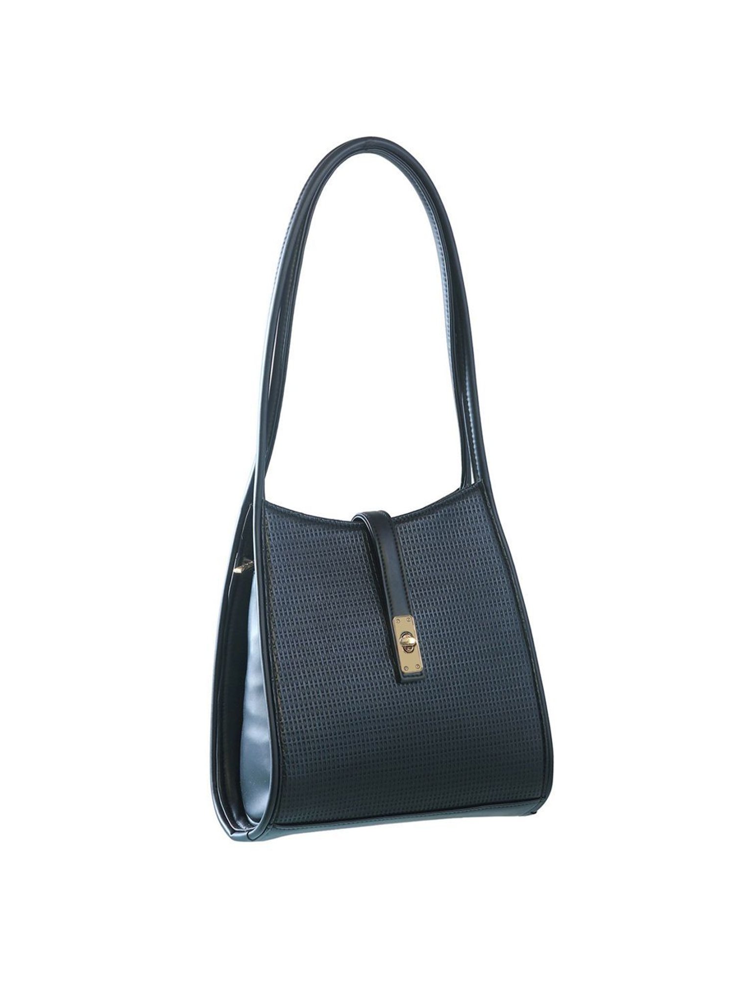 Bellissa Black Textured Medium Shoulder Handbag