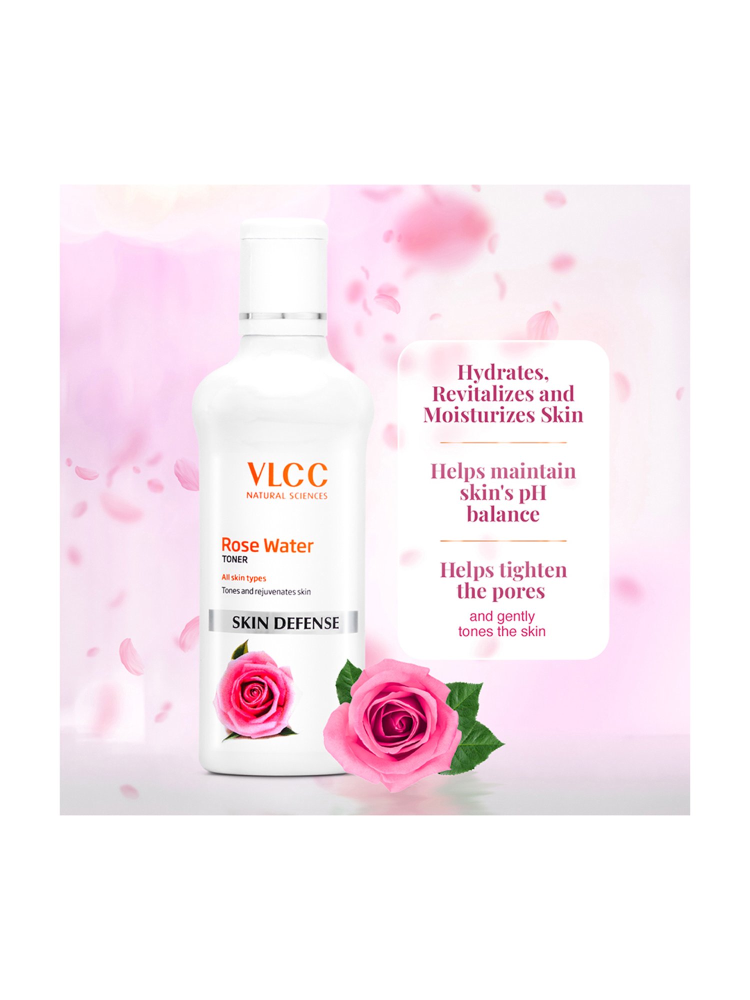 VLCC Skin Defense Rose Water Toner - Pack of 4