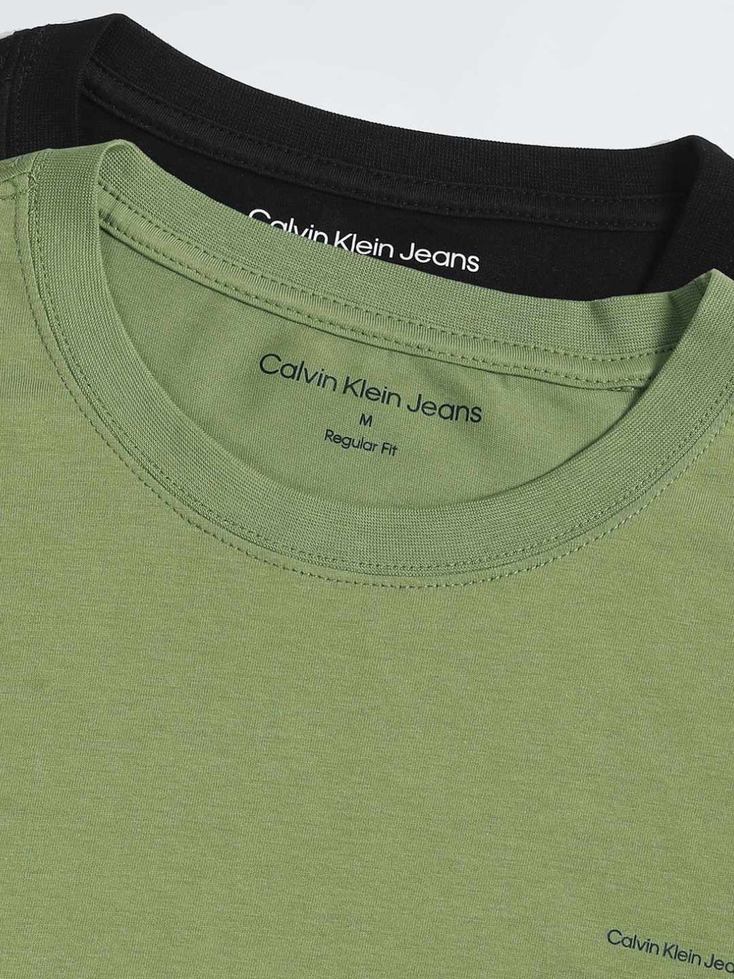 Calvin Klein Jeans Dark Juniper & Black Regular Fit T-Shirt - Pack of 2